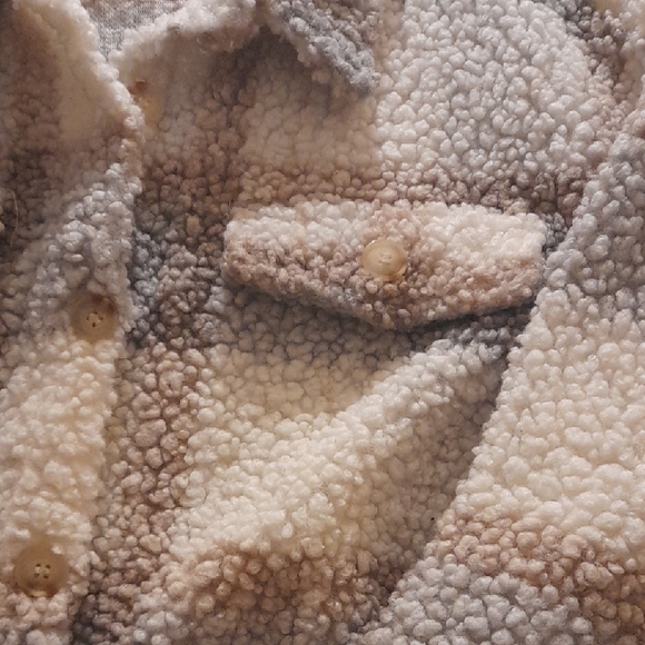 Le Suit Cream and Brown Teddy Jacket - Picture 4 of 4